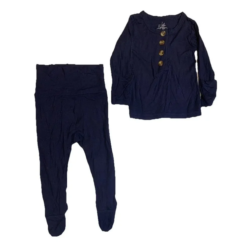 Little Biggins Bamboo Baby Outfit Lot 0-3 Months Shirt Pants Set 3Pc Bundle